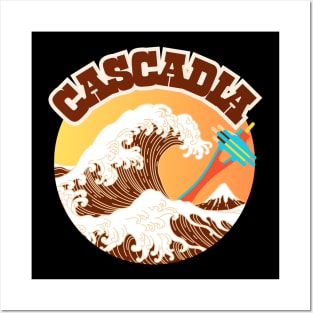 Cascadia. Great Wave of Coffee In A Cup. Posters and Art